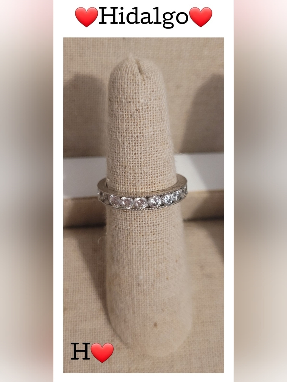 Hidalgo Signed Sterling Silver 1ct CZ Stacking Milgrain Beaded Eternity Band 5